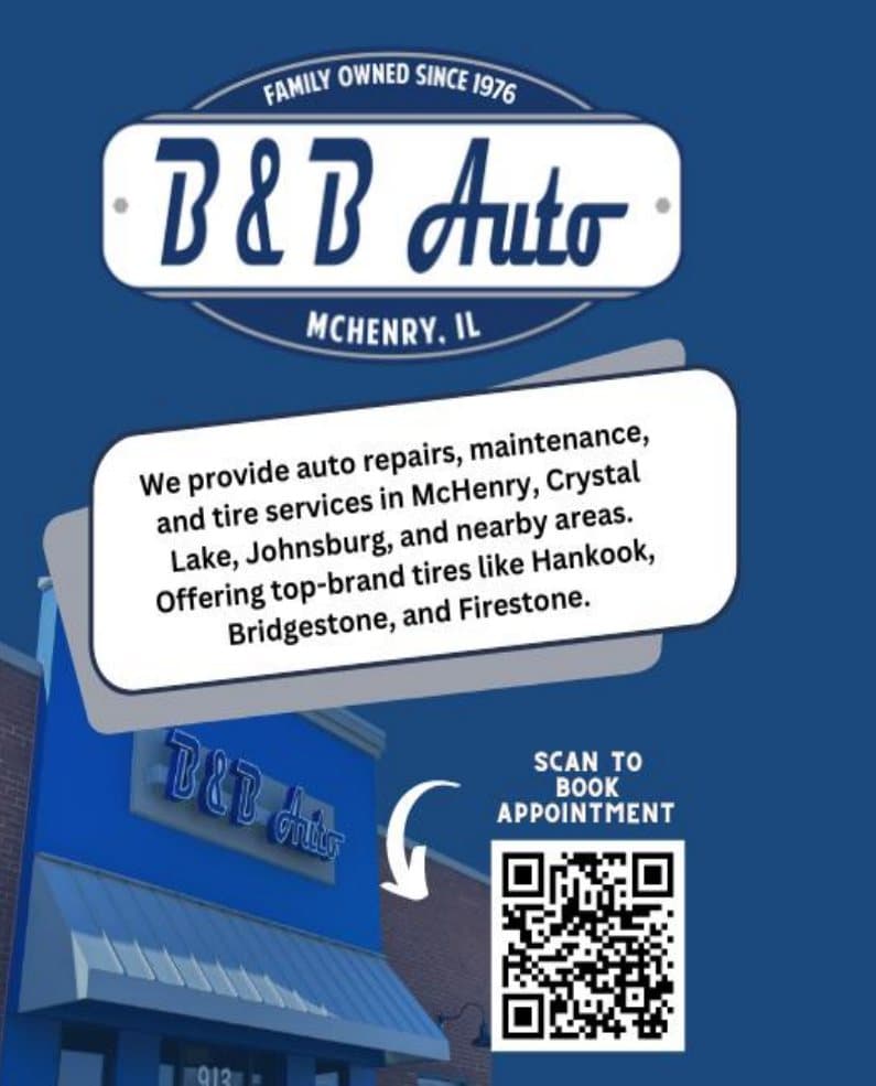 B & B Auto, McHenry — family owned since 1976. Auto repair, maintenance and tires.