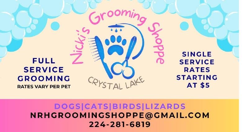 Nicki's Grooming Shoppe, Crystal Lake. Full-service grooming for dogs, cats, birds and lizards. 224-281-6819