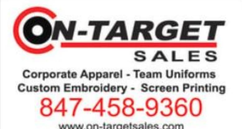 On-Target Sales: corporate apparel, team uniforms, custom embroidery, screen printing. 847-458-9360