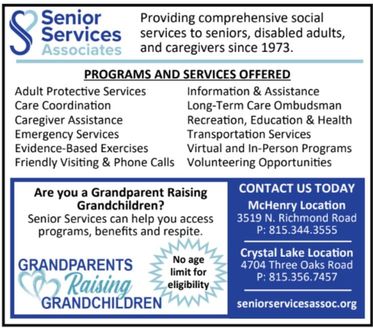 Senior Services Associates — comprehensive social services to seniors, disabled adults and caregivers since 1973. Crystal Lake 815.356.7457